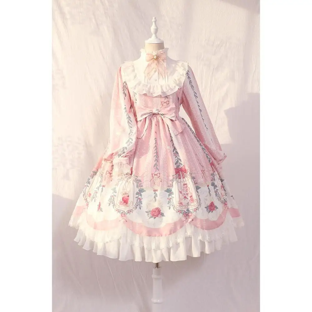Lolita dress saldus lolita narve svajonė peteliškę OP ilgomis rankovėmis suknelę, retro viktorijos suknelė kawaii girl gothic lolita (Ne Alisa)