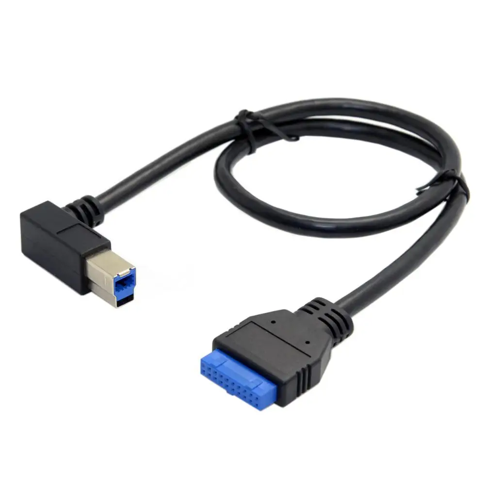 90 Laipsnių kampu į Kairę USB 3.0-B Type Male, kad pagrindinė Plokštė USB3.0 19pin Antraštė Kabelis 50cm