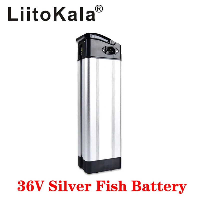 LiitoKala 36V 10ah 12ah 15ah 20ah Sidabro žuvys stiliaus Elektrinių Dviračių baterijos 500W 36V ličio baterija, su Aliuminio korpusas