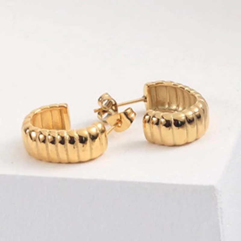Stambusis bold charlotte hoopas auskarai moterims, nerūdijančio plieno, aukso spalvos elegantiškas minimalizmas elegantiškos mados atviras ratas auskarai