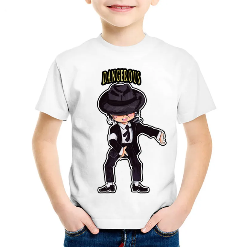 Vaikams, Cartoon Michael Jackson Juokingi marškinėliai Vaikams Rock N Roll Vasaros Viršūnes Kūdikių Berniukų/Mergaičių Drabužius,oHKP5144