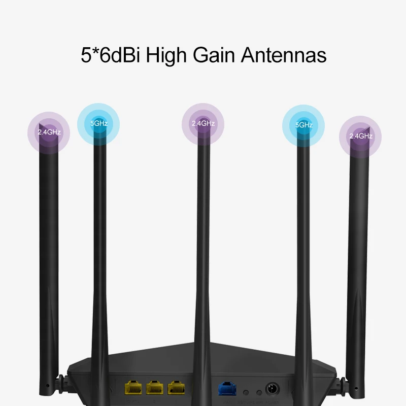 Multi-language Tenda AC7 AC1200 Router Dual-Band 2.4 GHz, 5 ghz WiFi 1167Mbps WiFi Didelis Pelnas 5 Antena Network Extender RUSŲ