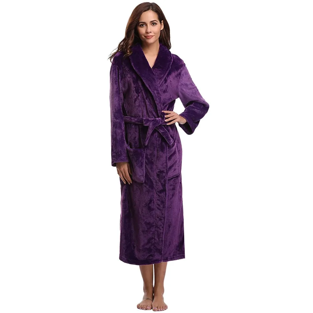 Žiemą Storas Šiltas Moterų Chalatas Kimono Suknelė Minkšta Flanelė Sleepwear Atsitiktinis Pižamą Koralų Vilnos Chalatas Naktiniai Drabužiai Homewear