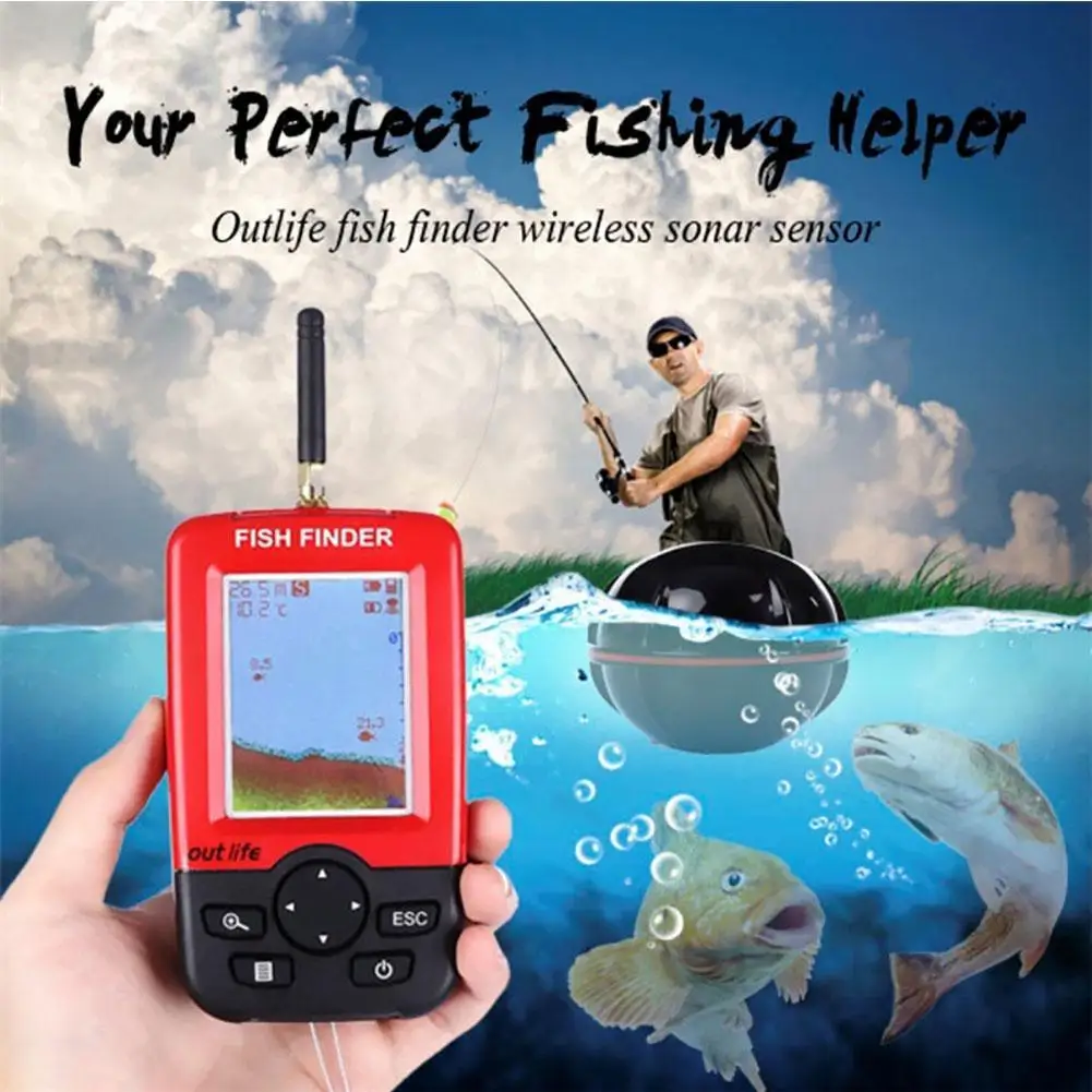 1pc Smart Nešiojamų Gylis Žuvų Ieškiklis su 100M Belaidžio Echolotai Jutiklis Aido geresnį LCD Fishfinder Ežero Jūros Žvejybos Sūraus vandens