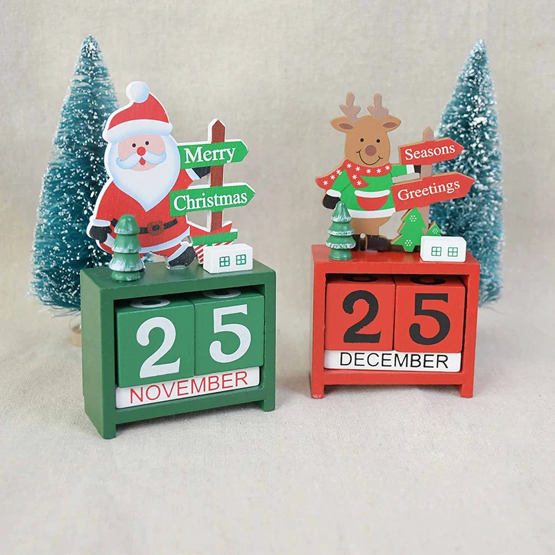 Medinių Kalėdų Kalendorių, Adventas Atgalinės Atskaitos Santa Claus Sniego Kalendorius Ornamentu Kalėdų Vakarėlį Namų Stalo Dekoracija Vaikų Dovanų