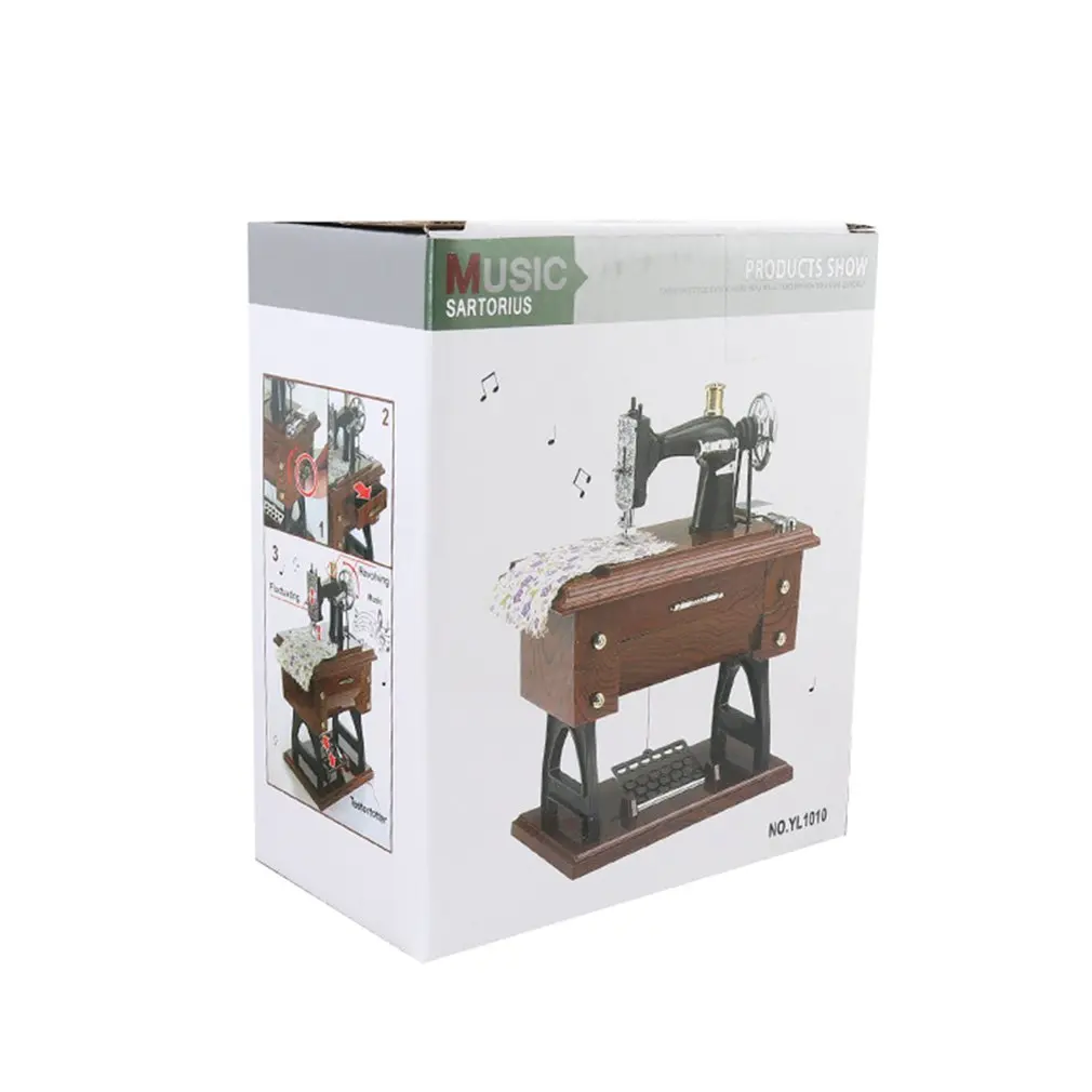 Derliaus Music Box - Mini Realus Siuvimo Mašina, Muzikos Langelį Gimtadienio Dovanų Stalo Dekoro Mechaninė Music Box