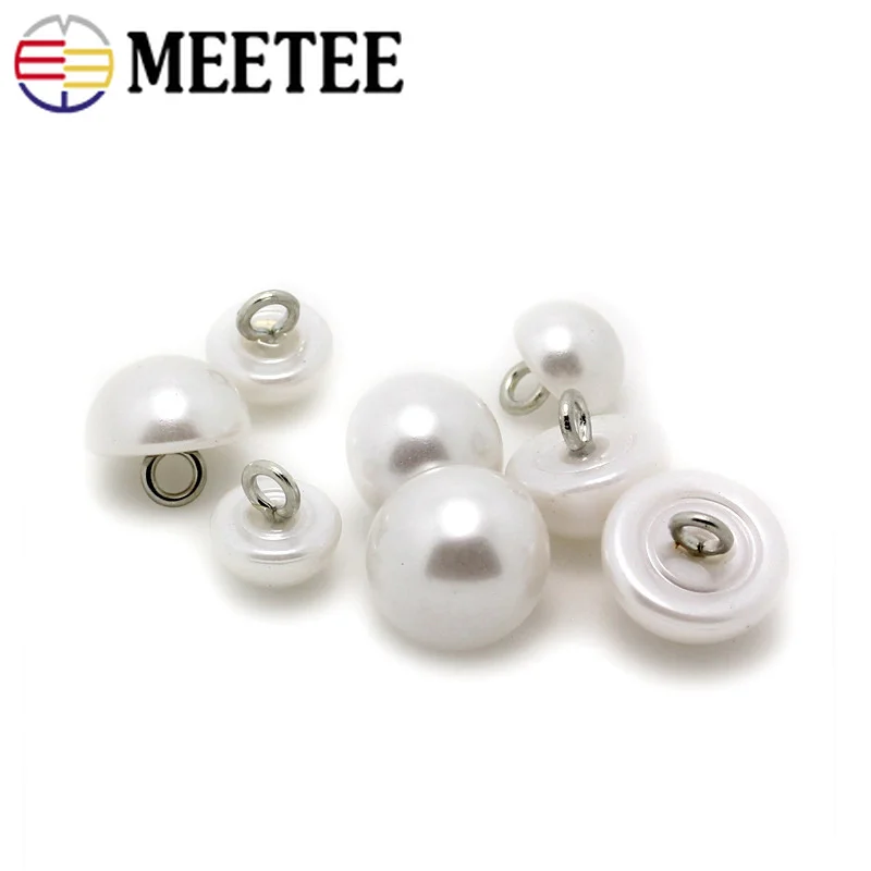 Meetee 50pcs 9-25mm Pearl Plastikinės Sagos, Vario Koja Juoda Balta Mygtukai, skirti 