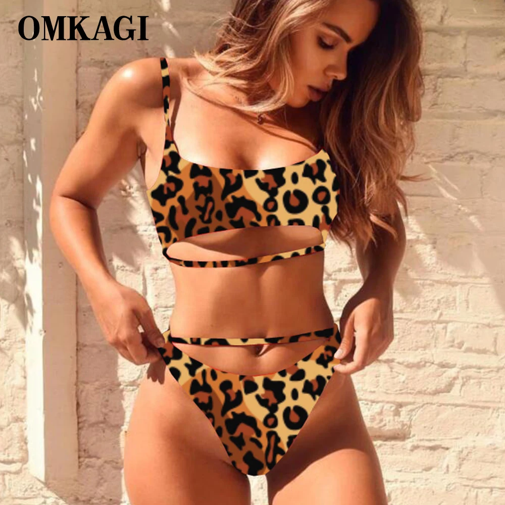 OMKAGI Prekės Leopard Bikini maudymosi kostiumėlis Moterims maudymosi Kostiumėliai, Biquinis Plaukimo Maudymosi Kostiumas, Paplūdimio Sexy Push Up Bikini Komplektas 3 spalvų