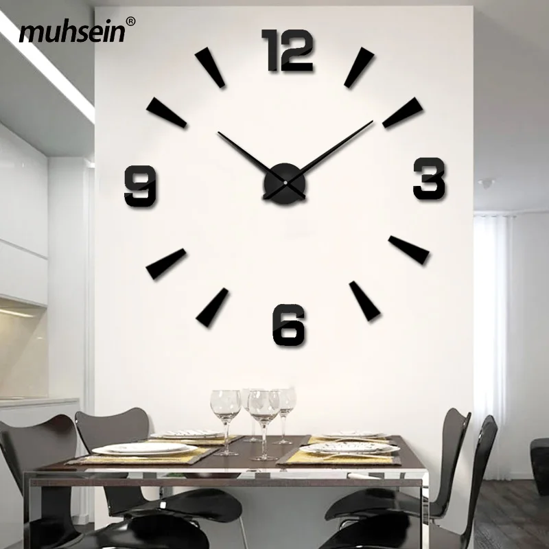 2020 Muhsein Sieninis Laikrodis Naujų Namų Dekoro Laikrodis Kvarcinis 3D Numeris Didelio Dydžio Laikrodžiai Išjungti Movemen Akrilo Veidrodinė Siena Lipdukas Laikrodis