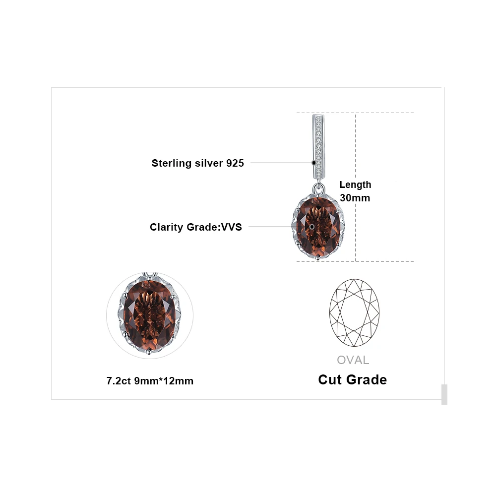 JewelryPalace 7ct Originali Dūminis Kvarcas Lašas Auskarai, 925 Sterlingas Sidabro Auskarai Moterims korėjos Earings bižuterijos 2021
