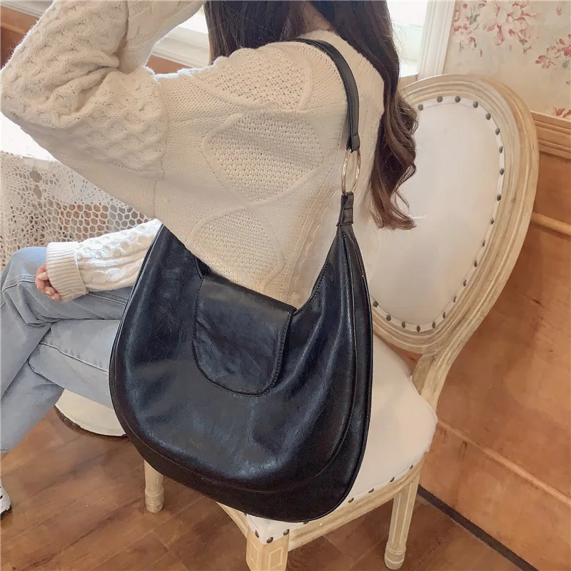 Korėjos stiliaus moterų pečių krepšiai, derliaus Minkštos PU Odos Rankinės ponios Desinger ponios Ranka Maišo Didelės talpos ruda bolsas