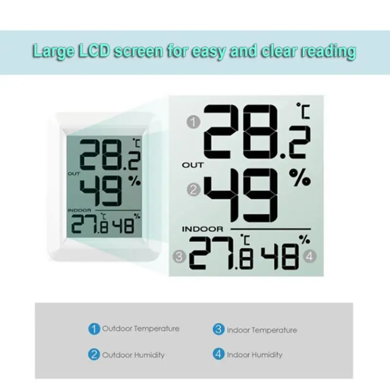 Namų Belaidžio Drėgmėmačiu Oras Stotis LCD Skaitmeninis Patalpų Lauko Termometras, Temperatūros, Drėgmės Stebėti
