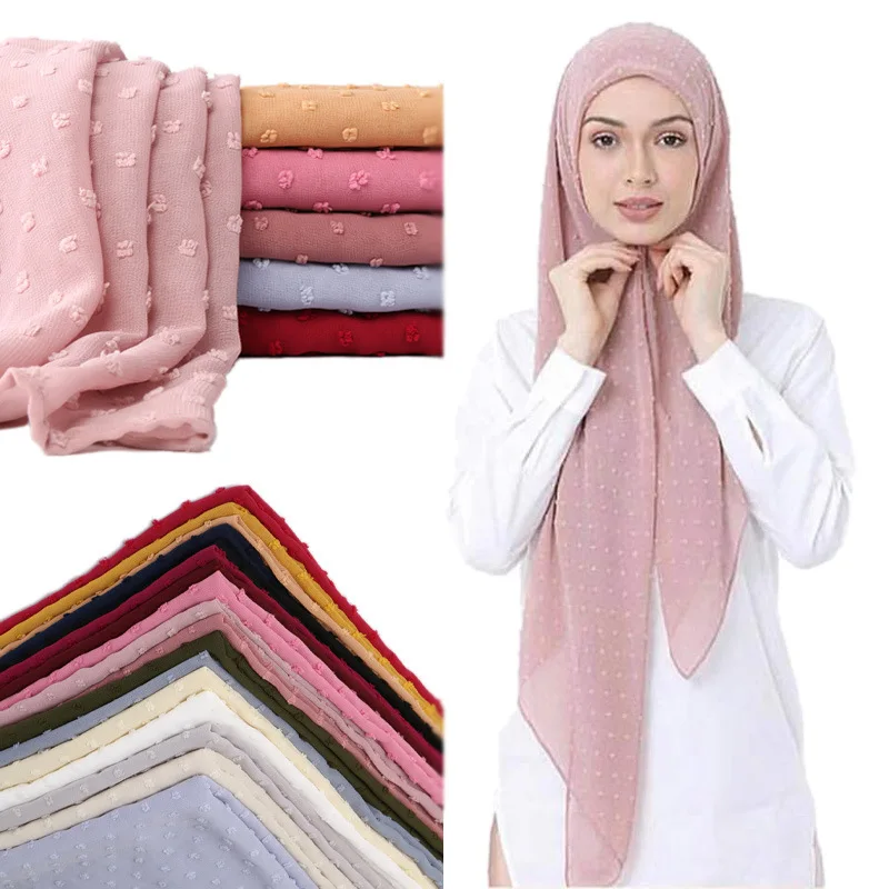 28 Spalvos 120g Luxuey Pom Pom Burbulas Šifono Hijab Šalikas Moterims Ilgas Šalikas Wrap Musulmonų Lankelis Maxi Islamo Sjaal 180*70cm