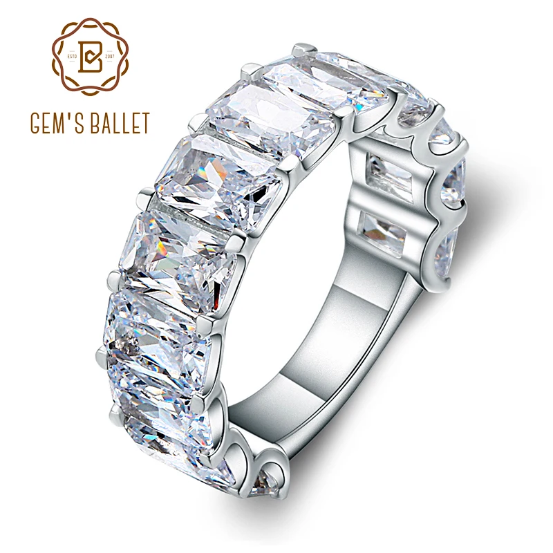 Gem Baleto Vestuvių Balta Modelinis Diamond Kanalo nustatymas Žiedas 925 Sterlingas Sidabro Dalyvavimas Gimtadienį, Jubiliejų Žiedas Moterims
