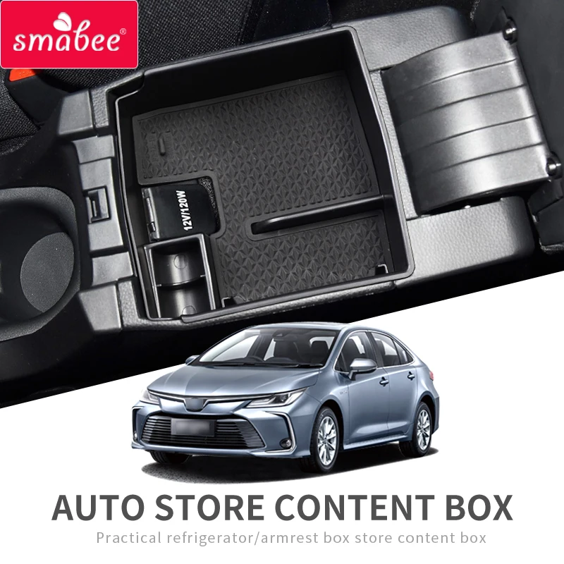 Smabee Toyota Corolla 2019 2020 Centrinis Porankis Lauke storage box konsolė Priedai Juoda Monetų dėžutė