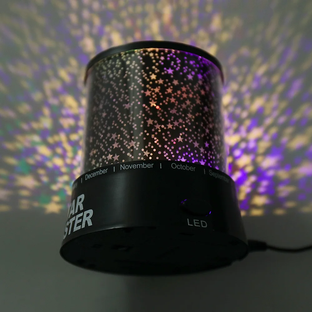 LED Nakties Šviesos Projektorius Dangaus Projektoriaus Lempa Vaikai Star Light Kosmosas Kambario Dekoro Spalvinga USB Projekcija lemputė