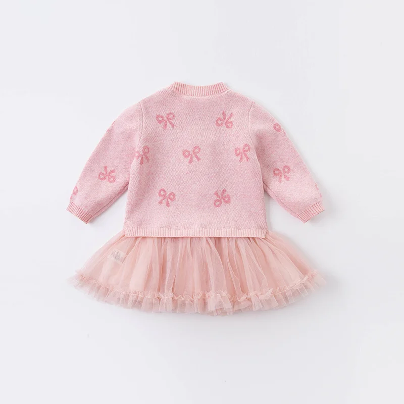 DBZ14948 dave bella rudenį baby girl mielas lankas spausdinti akių megztinis suknelė vaikų mados šalis suknelė vaikams kūdikiams lolita drabužiai