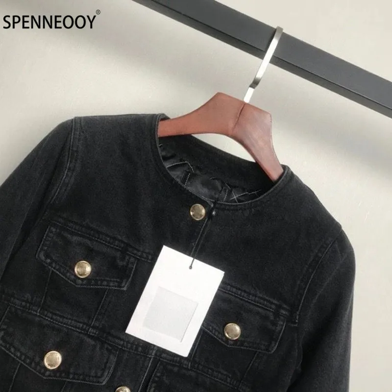 SPENNYMOOR 2020 Naujas Dizaineris Prekės Rudens Mados Džinsinio audinio Švarkai Trumpas Kailis Moterų, prabangos Užsakymą Single-Breasted Outwear