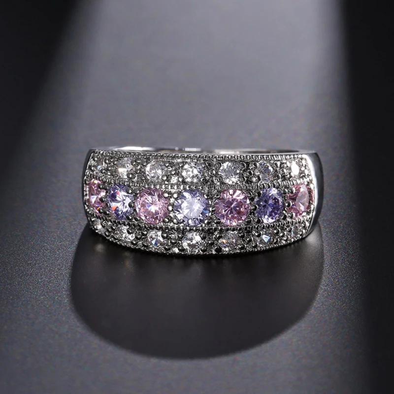 YANHUI Prabanga Moterų Mergina Crystal CZ Akmenų Žiedas Boho 925 Sidabras Rožinis Žiedas Žada Sužadėtuvių Žiedai Moterims Ra0152