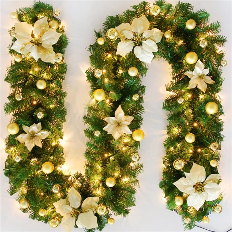 Madingas Kalėdų Rotango vainikas 2.7 M LED Šviesos Gėlių Šviesos Ruože gėlių ornamentu juostoje, atostogų apdaila