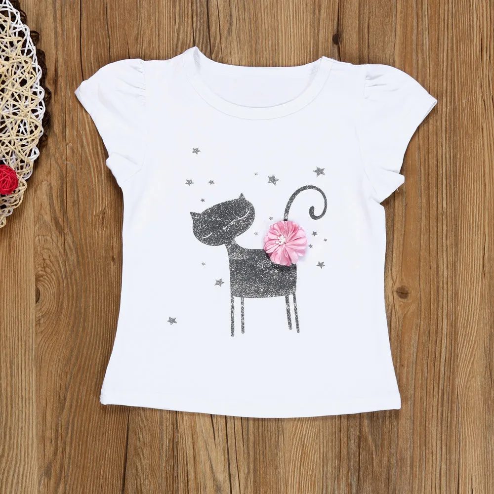Vasaros Cute Kačių Print T Shirt Viršuje Akių Gazas Sijonas Tiktų Vaikams Bady Mergaičių Mados Animacinių Filmų Mažai Kačiukas Spausdinti Marškinėliai Suknelė Drabužius