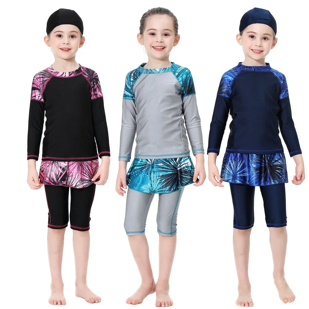 2020 Mielas islamo plaukimo kostiumas mergaitėms visą rankovės maudymosi kostiumai vaikams skirted maudymosi kostiumą pusė kelnės, maudymosi kostiumėlį