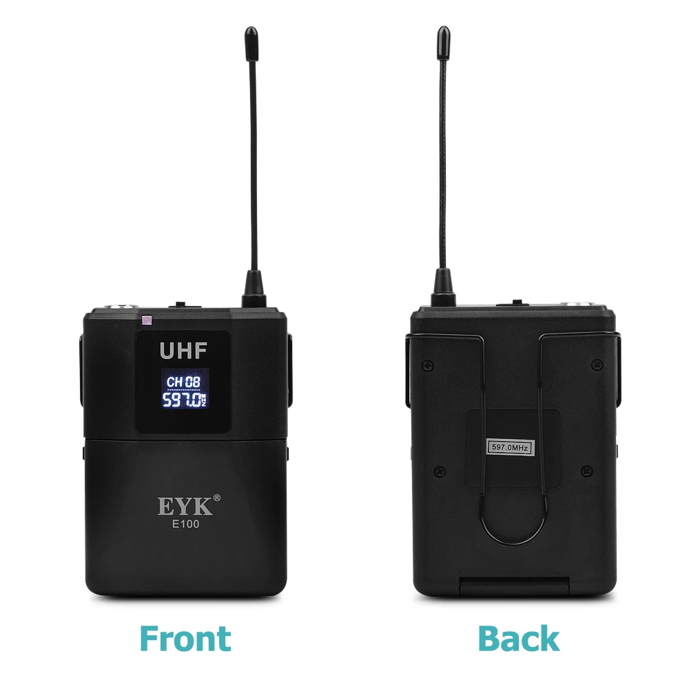 EYK E100 Dual Būdas Siųstuvas UHF Bevielis Mikrofonas rankiniais + Bodypack + Atvartas + laisvų Rankų įranga Mic už Karaoke Bažnyčia 