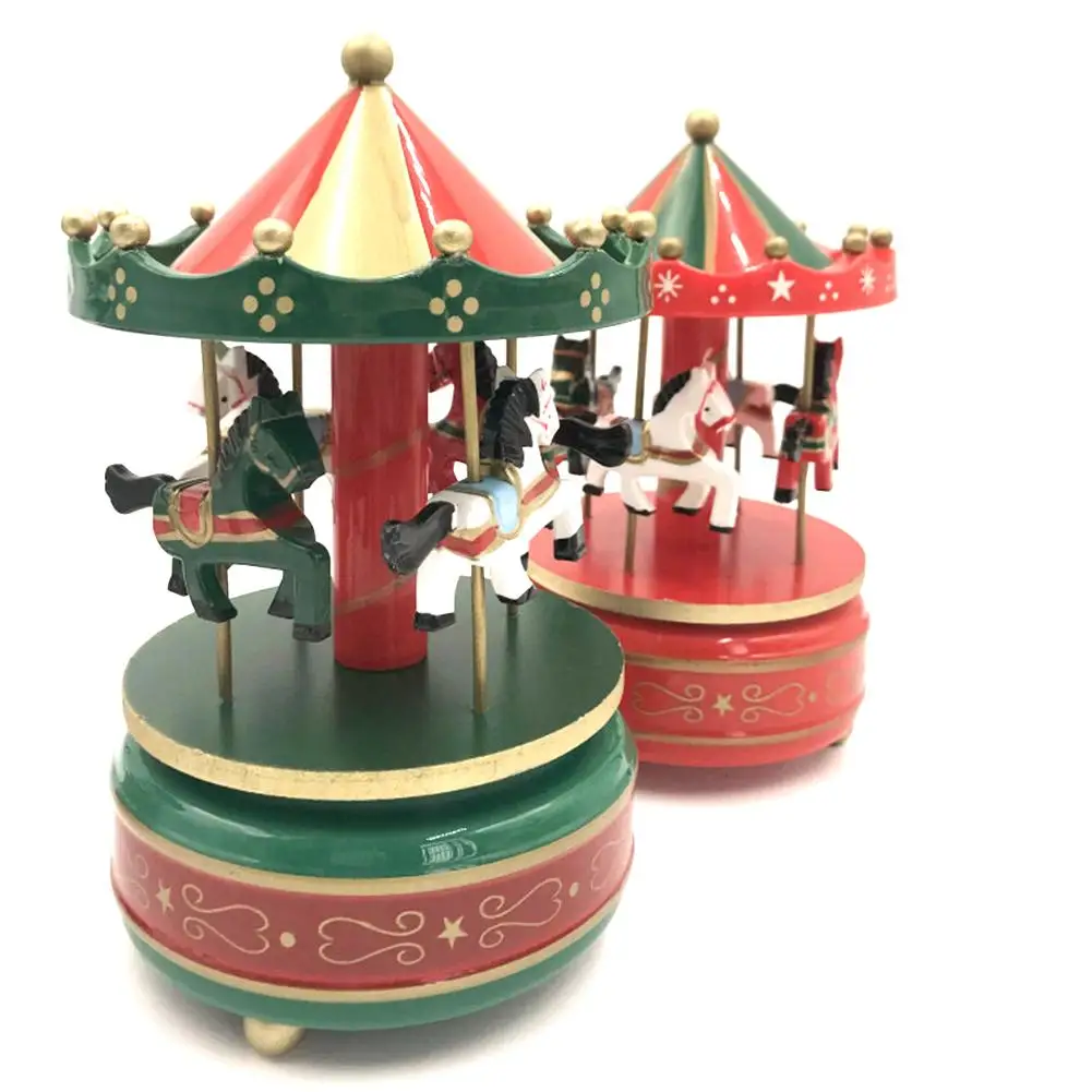 Merry-go-round muzikinės Dėžutės Geometrinis Muzikos Kūdikio Kambario Dekoracija Dovanos Unisex Medinis Arklys Kalėdų Karuselė Lauke Namų Dekoro 1pc