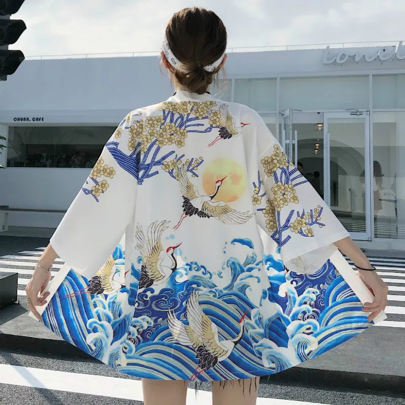 Japonijos Yukata Vasarą Moterys Kimonos Cardigan Etninės Moteris Kawaii Prarasti Palaidinė Japonijos Streetwear Paplūdimio Plonas Azijos Drabužiai