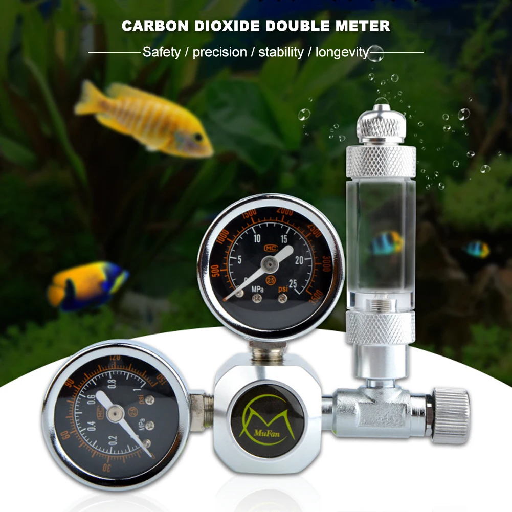 Dvigubos Vėžės Akvariumą CO2 Reguliatorius su Solenoido Patikrinkite Vožtuvo Burbulas Burbulas Counter W21.8 EU Plug 