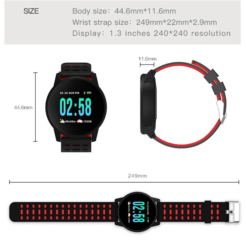 Smart Žiūrėti Spalvotas ekranas Kraujo Spaudimas, Širdies ritmo Monitorius Fitneso Apyrankę Tracker Pedometer Smartwatch 