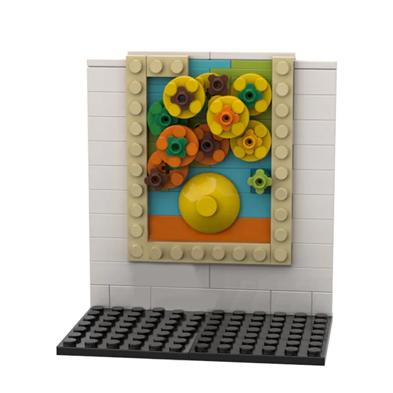 SS Pixel Art Plytų Mini Kūrybinės Pasaulyje Žinomų Tapybos Serijos Blokai Saulėgrąžos Van Gogh Vaikai 