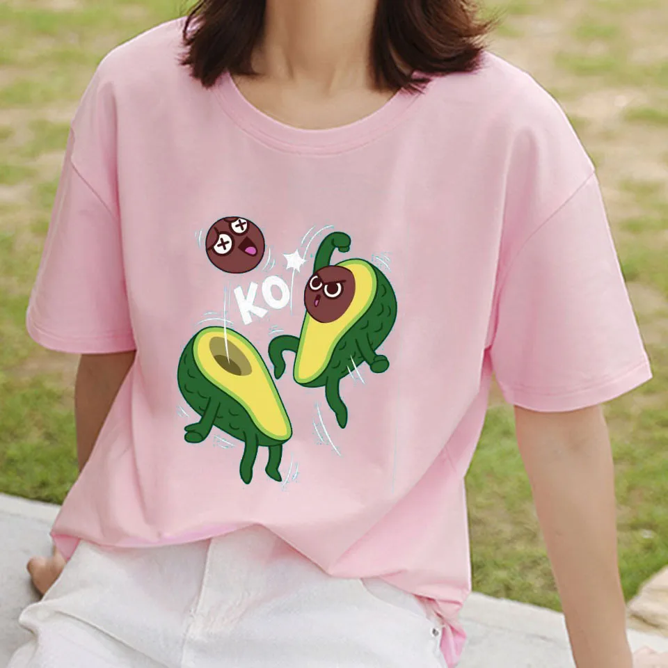 Animacinių Filmų T-Shirt Grafikos Avokado Harajuku Ullzang Korėjos Stiliaus Moteris Mielas Kawaii Viršuje Tees Juokinga Drabužių Moterų Marškinėlius Streetwear