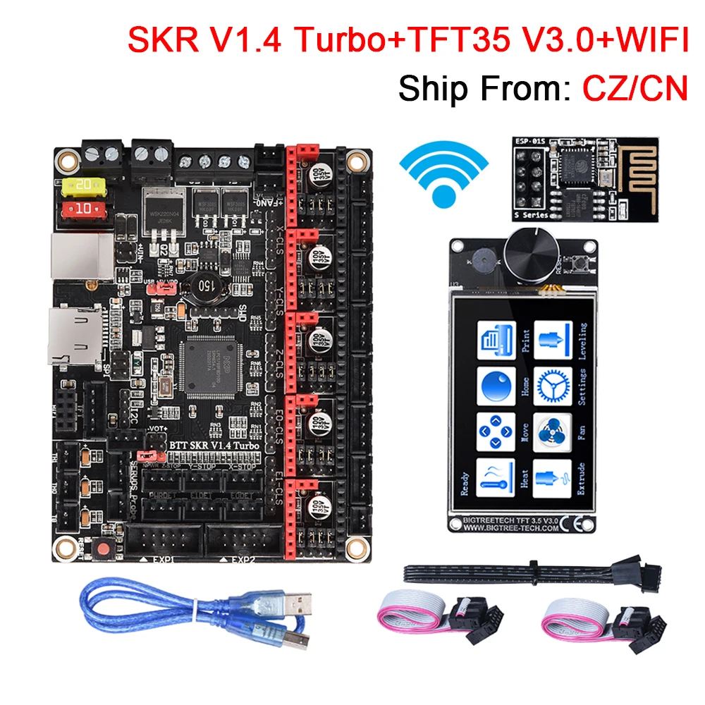 BIGTREETECH SKR V1.4 Turbo Kontrolės Valdyba+TFT35 V3.0 Touch Ekranas+WIFI Modulis 3D Spausdintuvo Dalys TMC2209 Už Ender 3 Atnaujinti CR10