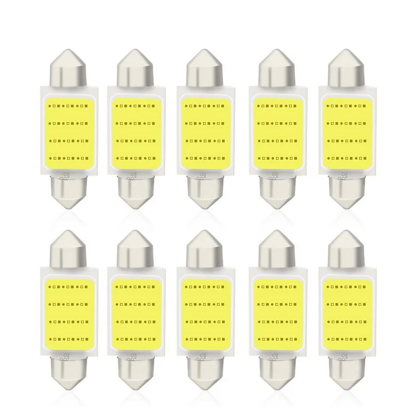 Safego 10x C5W Girlianda LED Lemputes, 31mm 36mm 39mm 42mm COB 12 Žetonų LED Automobilių Šviesos Lempa Auto LED Interjero Priešrūkiniai Žibintai 12V Balta
