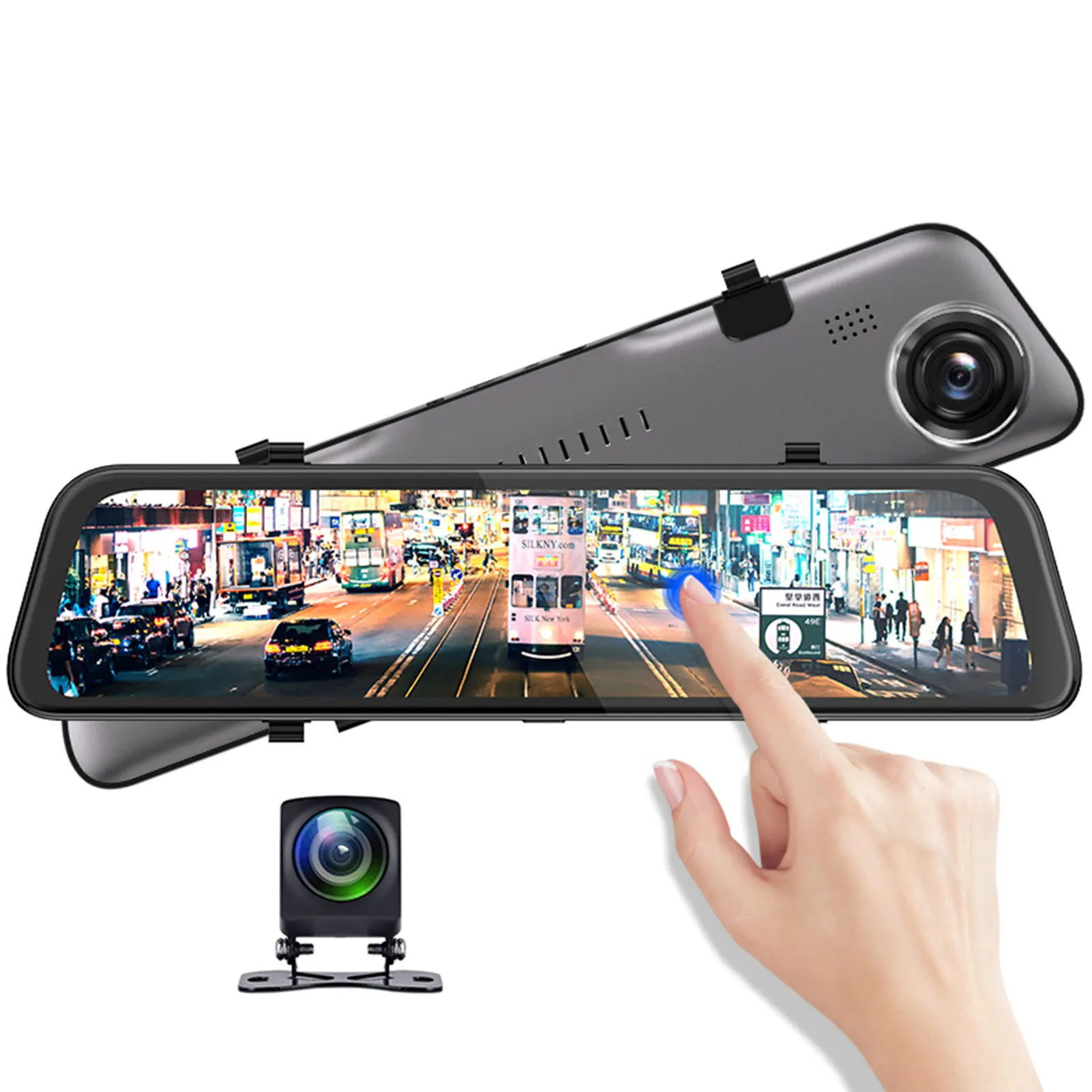 S11 12 Colių Automobilių DVR, G-sensorius Jutiklinį Ekraną Srautiniu būdu perduoti mediją Dvigubo Objektyvo Vaizdo įrašymo galinio vaizdo Veidrodis Brūkšnys Cam Priekinio Ir Galinio vaizdo Kamera