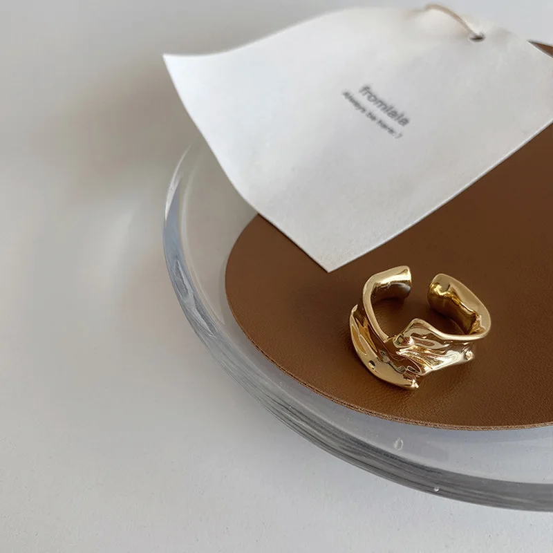 Prancūzijos Šviesą Aukso Sidabro Spalvos Žiedai Netaisyklingos Moterų Mujer Reguliuojamas Atidaryti Geometrinis Platus Žavesio Žiedų Derliaus Priedai