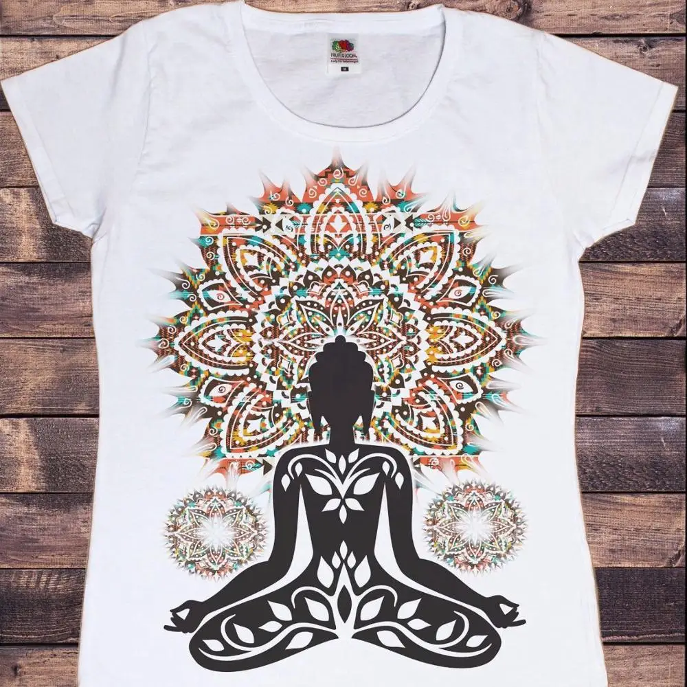 Zen Valkata Boho Paix T-shirt Moterims Buda Chakra Meditacija Spausdinti Viršūnes Paprastas, Trumpas Rankovėmis Ponios Tee Marškinėliai Femme Vasaros Marškinėlius