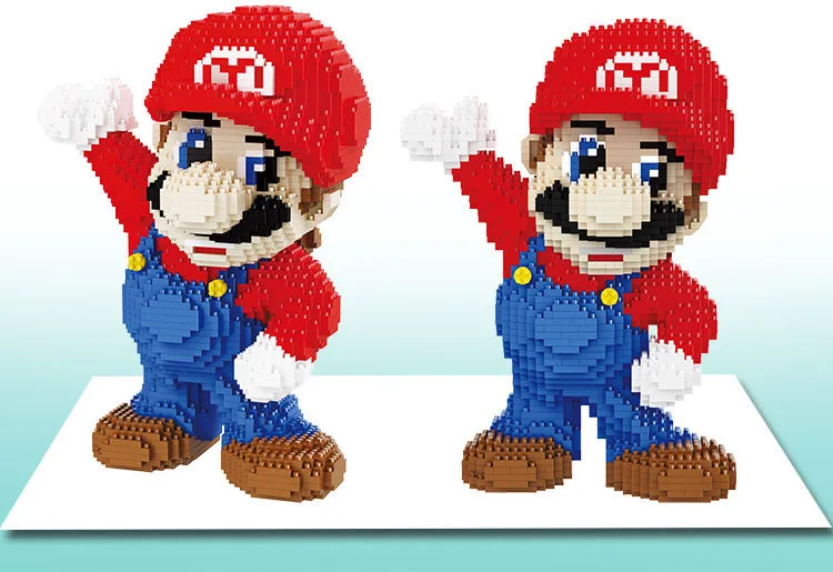 Super Mario Raudona Mario Pav 3D Modelį 2497pcs Micro Diamond Blokai, Plytos, Mini Pastato Asamblėjos Žaislą Dovanų Kolekcija