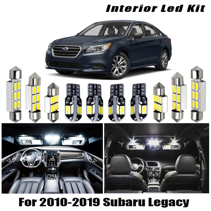 10x Baltos spalvos Automobilių Lemputės, LED Interjero Skaitymo Šviesos Rinkinys 2010-2018 M. 2019 M., Subaru aksesuarai Žemėlapis Dome Licencijos Lempos