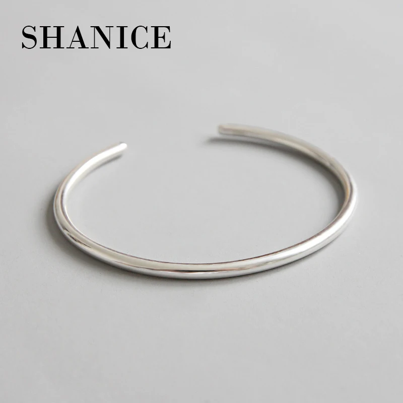 SHANICE korėjos versija S990 sterlingas sidabro asmenybės minimalistinio sklandžiai sidabro atviros diafragmos apyrankę moterų sidabro papuošalai