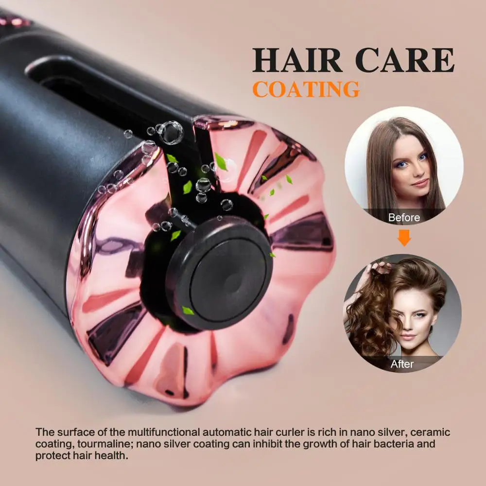 Belaidžio Hair Curler Automatinė Garbanoti Geležies Lazdelė Belaidžius Sukasi Oro Curler Plaukų Dvejoti Šukuosenų Formavimo Priemonės, Plaukų Fiksavimo Geležies