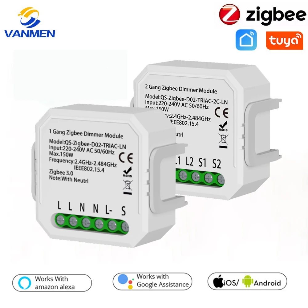 Tuya Zigbee Smart Switch Reguliatorius, Modulio,PROGRAMOS Nuotolinio Valdymo pultas,Protingo Namo Valdymo Balsu Dirbti Su 