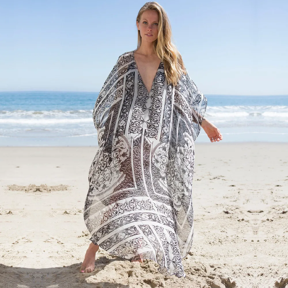 2021 Ilgą Šifono Paplūdimio Cover up Maudymosi kostiumas Moterims Pareo Paplūdimio Plaukti Padengti iki Saida De Praia Skraiste Plage Paplūdimys Suknelė #Q691