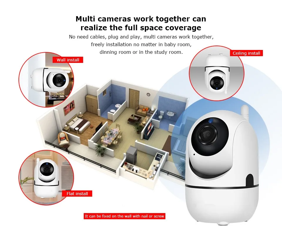 Tuya Wifi Kamera, 1080P Belaidžiu Infraraudonųjų spindulių Anti-Theft Ip Kamera, Naktinio Matymo Protingas Hd Stebėjimo Kamerą 