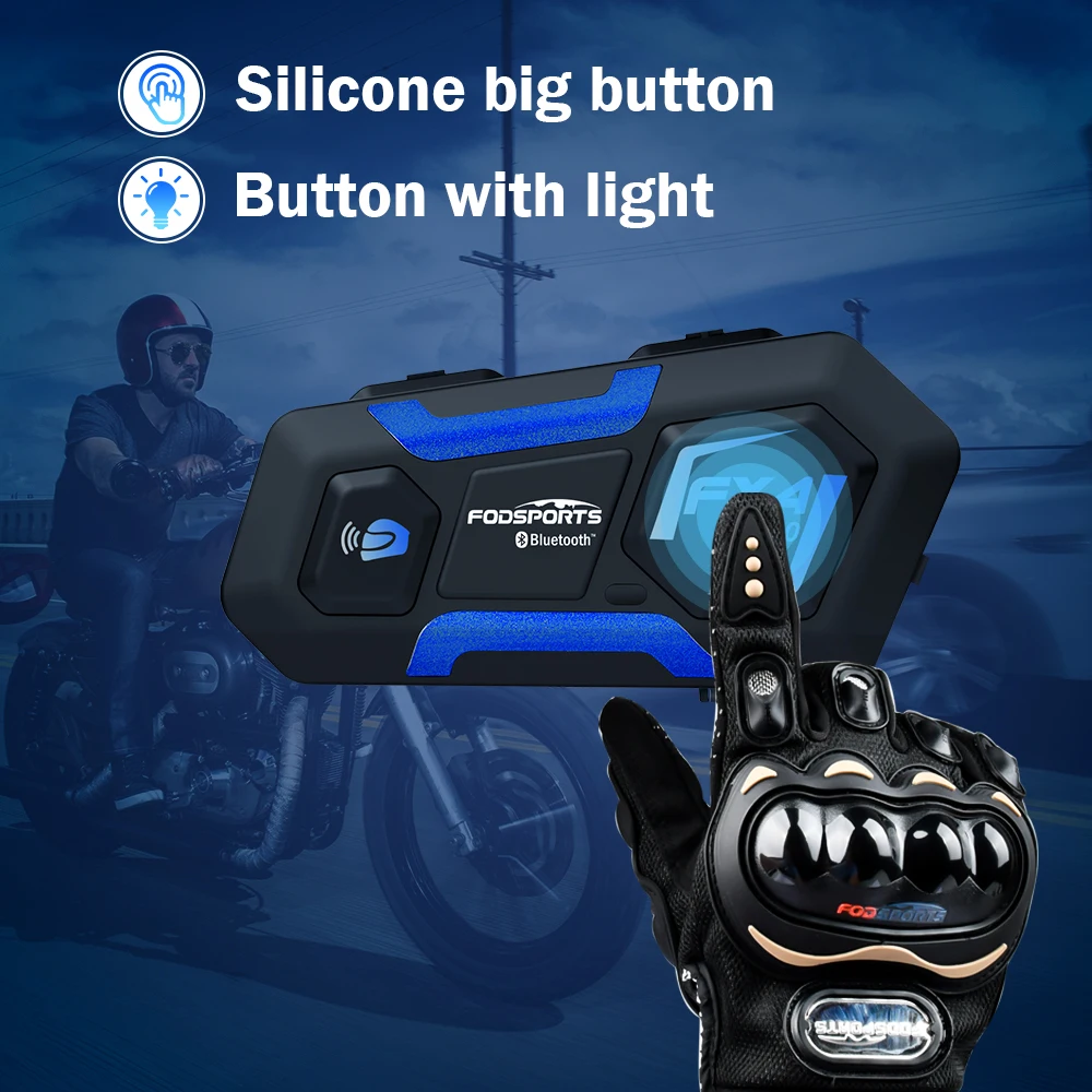 Fodsports FX4 Pro Motociklo Šalmas Domofonas 4 Rider 1000m Vandeniui Belaidžio Ryšio 