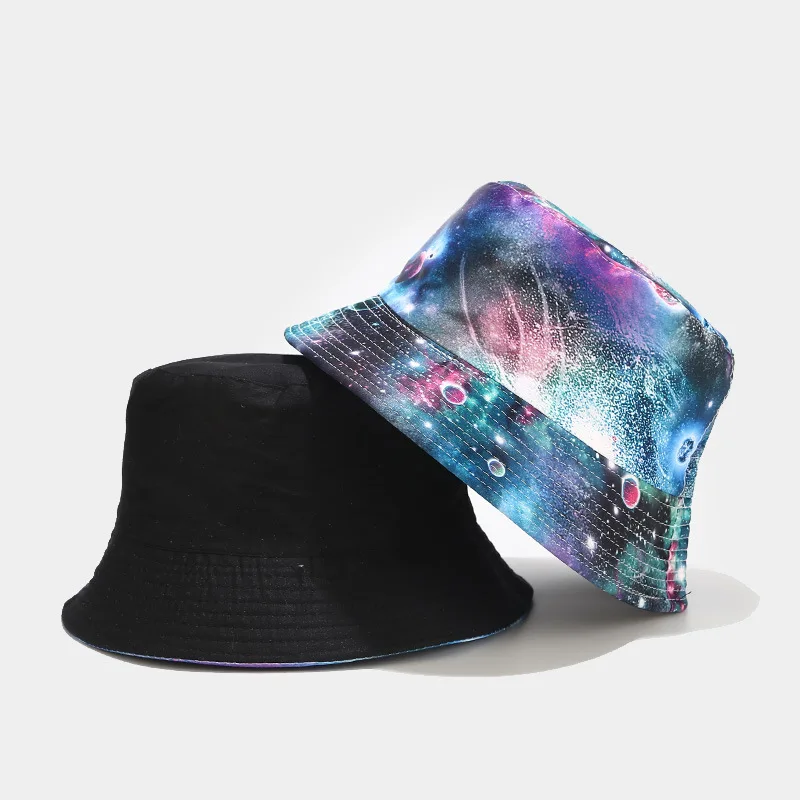 Spalvinga 3D Spausdinimo Galaxy Dangaus Grįžtamasis Panama Kibirą Skrybėlės suaugusi Moteris Vyrai Žvejybos Kepurės Vyrams, Moterims, Hip-Hop Bobas Unisex Kepurės