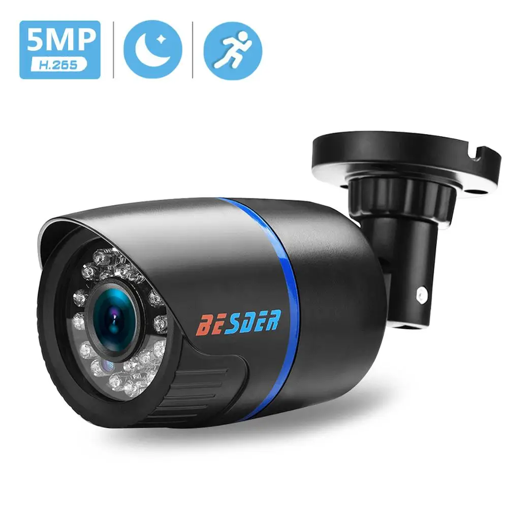 BESDER H. 265 IP POE Saugumo Kameros 5MP 3MP Vandeniui Kulka Lauko IP Kamera, infraraudonųjų SPINDULIŲ Naktinio Matymo P2P Motion Alert Vaizdo Kamera