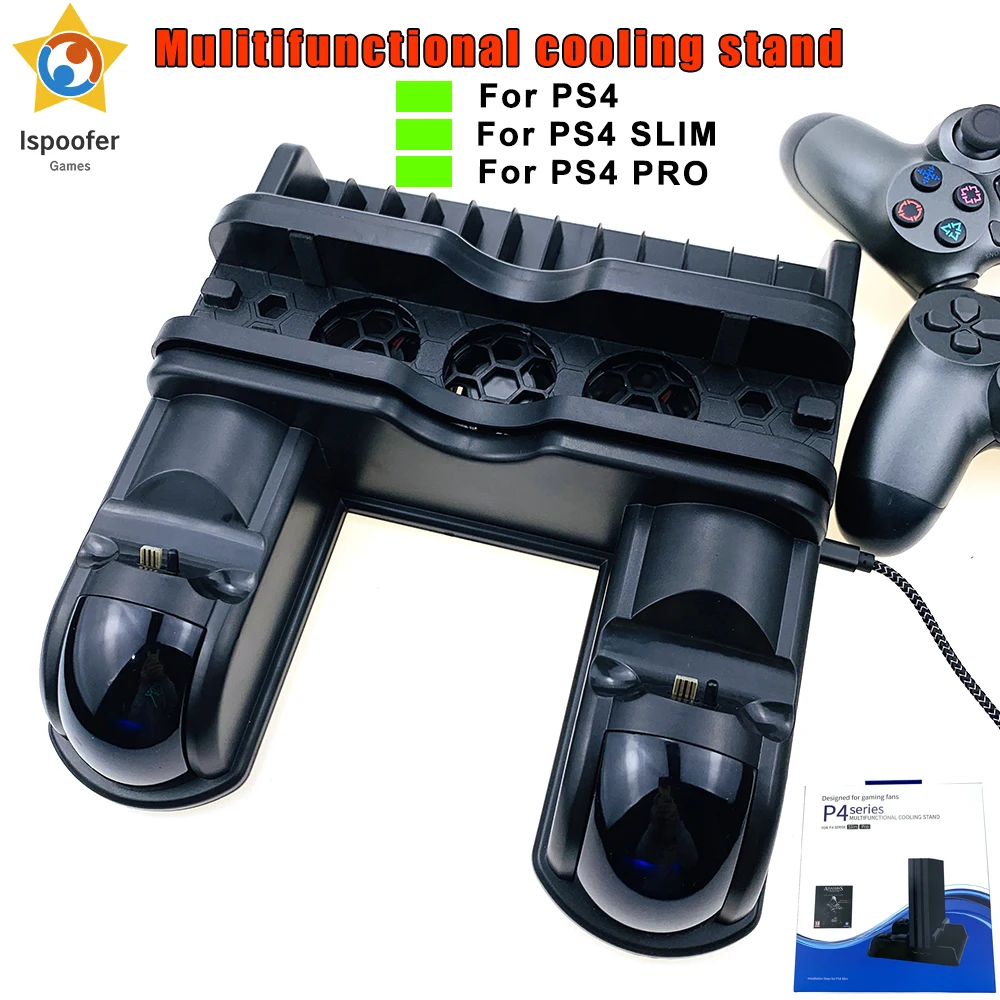 2020 Naujas PS4/PS4 Slim/PS4 Pro Dual Controller Įkroviklis Konsolės Vertikalus Aušinimo Stovas Įkrovimo Stotis LED Ventiliatorius Playstation 4