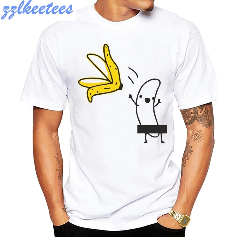 Vyriški Bananų Disrobe Juokinga Dizainas, Print T-shirt Vasaros Humoro Anekdotas Hipster Marškinėliai Balti Atsitiktinis T Shirts Streetwear